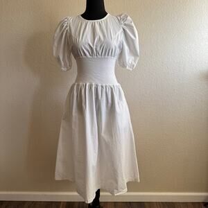Oni Studio Puff Sleeve Smocked Waist Midi Dress Women M Victorian Cottagecore